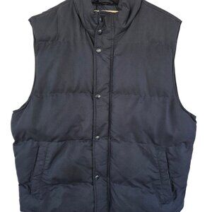 ST JOHN'S BAY Puffer Vest Men's Large Black Full Zip/Snap Lined Pockets Outdoor